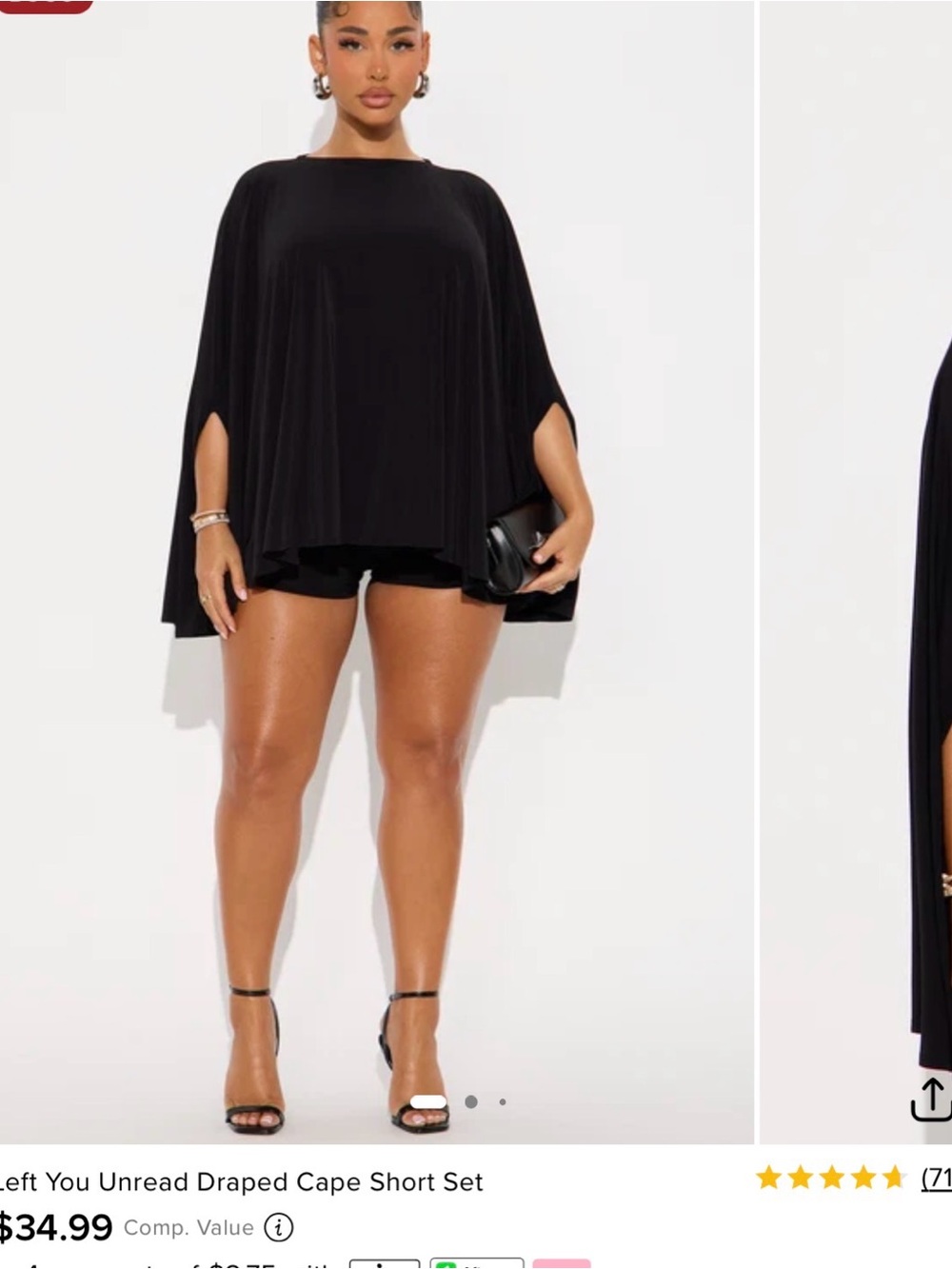 Black Draped Cape top only ** fashion nova